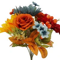 14" Blue & Orange Sunflower & Rose Mix Deluxe Bush by Ashland®