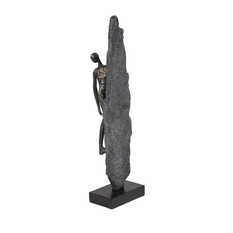 Bronze Resin Industrial Sculpture, Climbing 19" x 6" x 5"