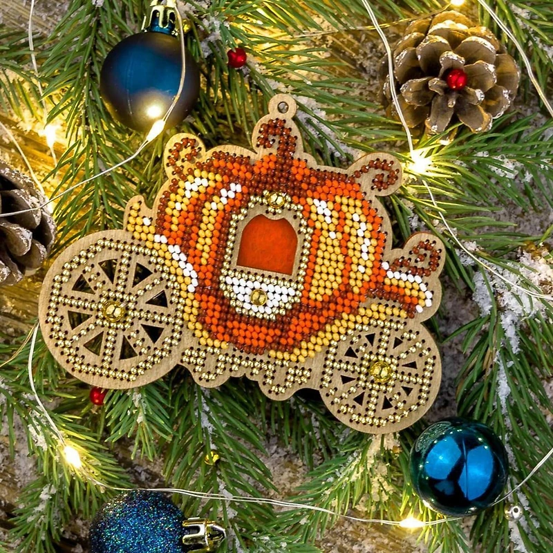 Wonderland Crafts Pumpkin Carriage Bead Embroidery on Wood Kit