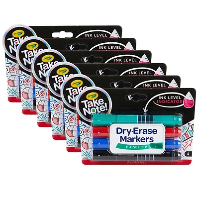 Crayola® Take Note™ Chisel Tip Dry Erase Markers, 6 Packs of 4