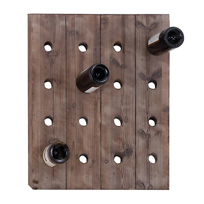 25" Brown Wood Rustic Wine Holder Rack