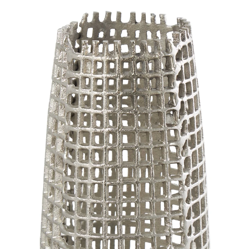 3ft. Silver Aluminum Grid Inspired Vase with Open Frame Design