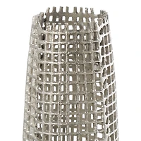 3ft. Silver Aluminum Grid Inspired Vase with Open Frame Design