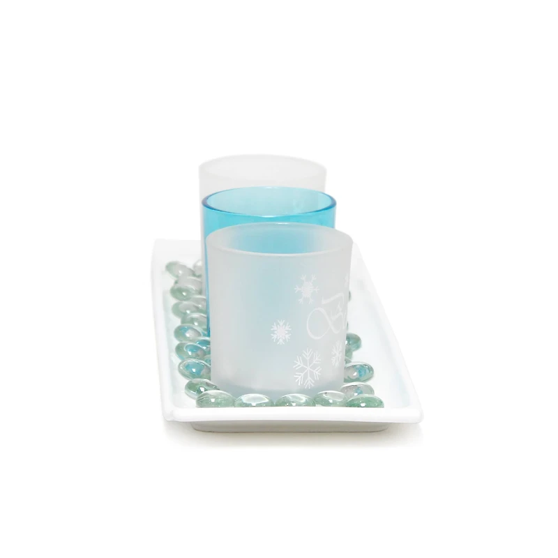 Elegant Designs™ Blue Frost Winter Wonderland Candle Holder Set