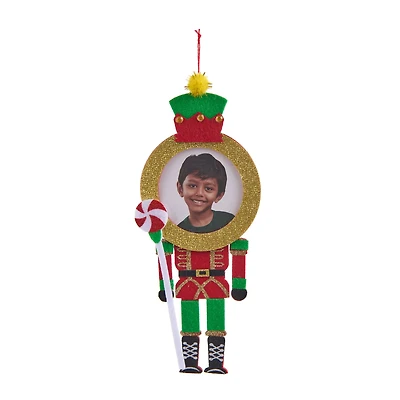 2.5" Nutcracker Holding Peppermint Staff Felt Ornament Frame by Studio Décor®