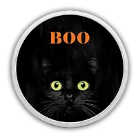 Boo Black Cat Round Framed Print Wall Art