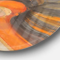 Designart - Abstract Gilded Orange Waves - Geometric Metal Circle Wall Art