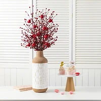 Glitzhome® 28" Valentine's Red Berry &Heart Picks Set