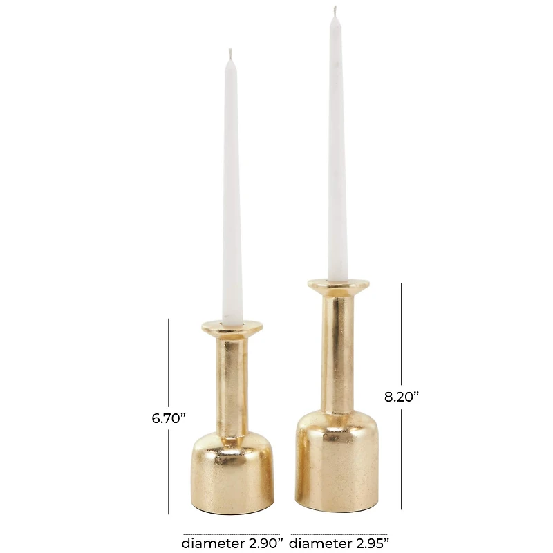 Gold Aluminum Taper Candle Holder with Rounded Bases Set