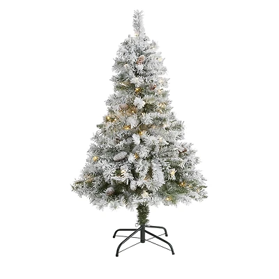 4ft. Pre-Lit White River Mountain Pine Artificial Christmas Tree, Clear LED Lights