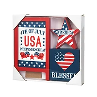 Glitzhome® Patriotic Americana Tabletop Sign Set