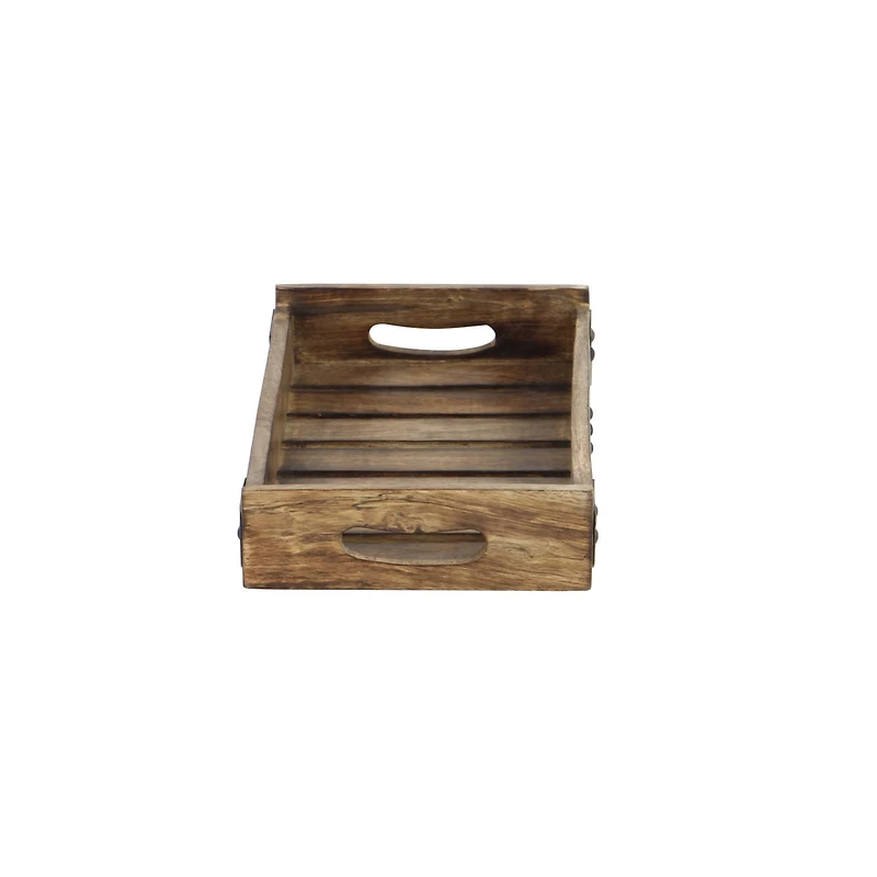 Brown Mango Wood Farmhouse Tray Set