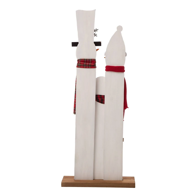 Glitzhome® 35" Wooden Snowman Family Porch Sign