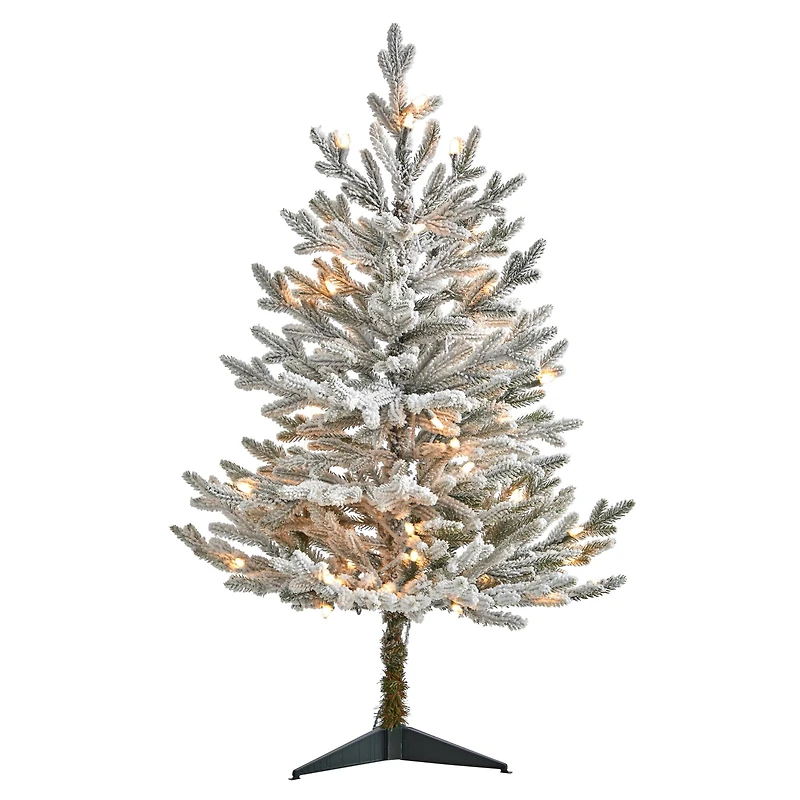 3ft. Pre-Lit Flocked Fraser Fir Artificial Christmas Tree with Warm White LED Lights