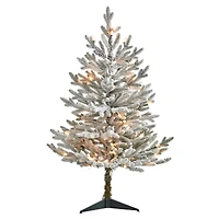 3ft. Pre-Lit Flocked Fraser Fir Artificial Christmas Tree with Warm White LED Lights