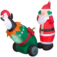 5.5ft. Lightshow Airblown® Inflatable Christmas Santa & Penguin Cannon Scene with Sparkle
