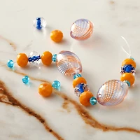 Orange Lampwork Glass Stripe Oval Beads by Bead Landing™