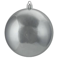 12ct. 4" Pewter Gray Shatterproof Shiny Christmas Ball Ornaments