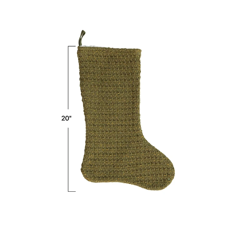 Hello Honey® 20" Green Woven Cotton Stocking Décor
