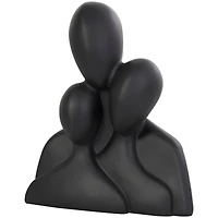 11" Black Polystone Abstract Nesting Family 3-Head Sculpture