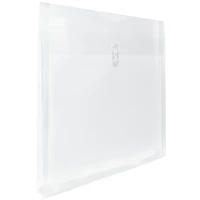 JAM Paper Large Clear Square Plastic Envelopes with Button & String Tie Closure, 12ct.