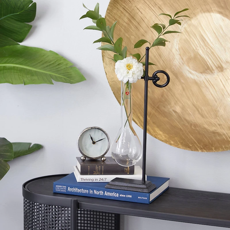 17" Clear Metal Contemporary Vase