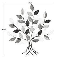 Black Metal Tree Wall décor with Various Patterned Leaves