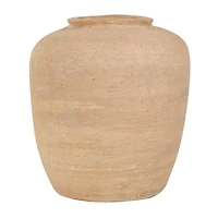 12" Beige Ceramic Wide Textured Vase