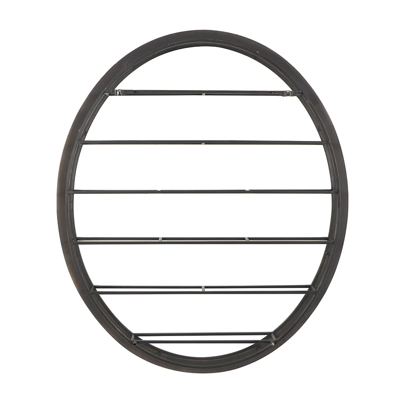 Black Metal  Oval 13 Bottle Wall Wine Rack with Beaded Frame