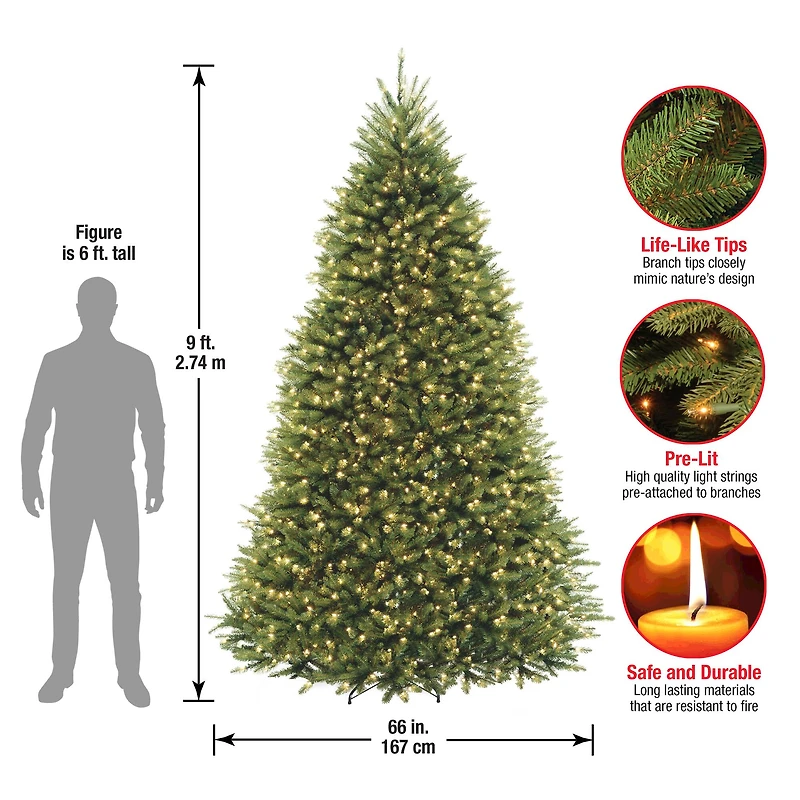 9ft. Pre-Lit Dunhill® Fir Tree Artificial Christmas Tree, Clear Lights