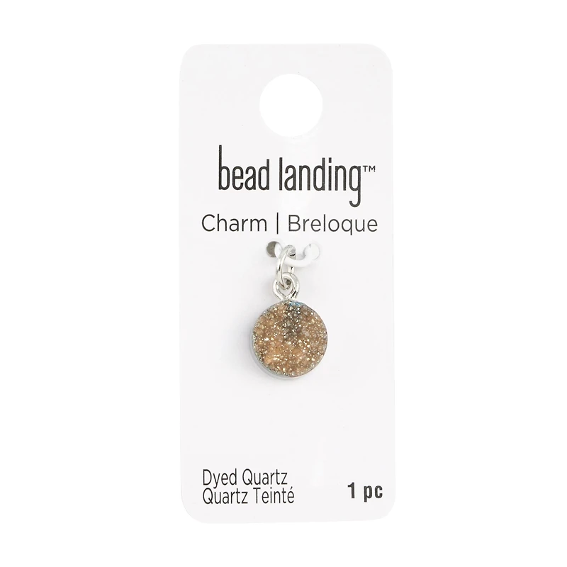 Round Champagne Dyed Quartz Charm by Bead Landing™