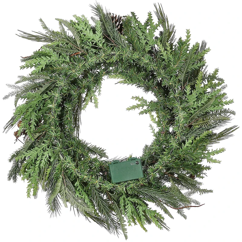 Alpine Collection 30" Warm White LED Decorated Wreath