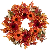 24" Leaves & Flowers Fall Harvest Wreath