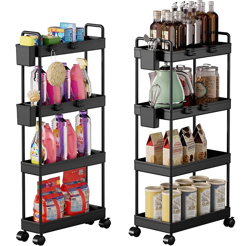 Black 4-Tier Slim Storage Cart Set