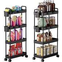Black 4-Tier Slim Storage Cart Set