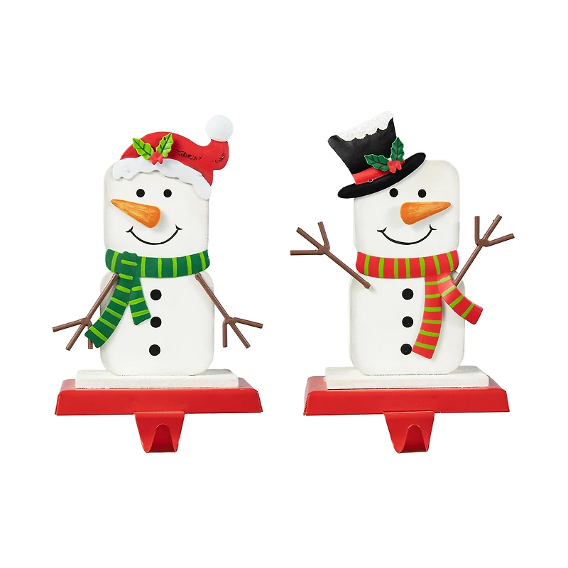 Glitzhome® 7.5" Christmas Snowman Stocking Holder Set