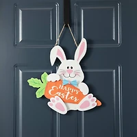 Glitzhome® 14" Happy Easter Bunny & Carrot Door Hanger