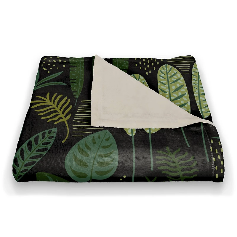 Fun Leaves On Black 50" x 60" Coral Fleece Blanket