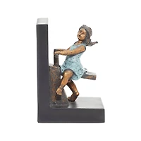 8" Brown Polystone Playing Children Bookends