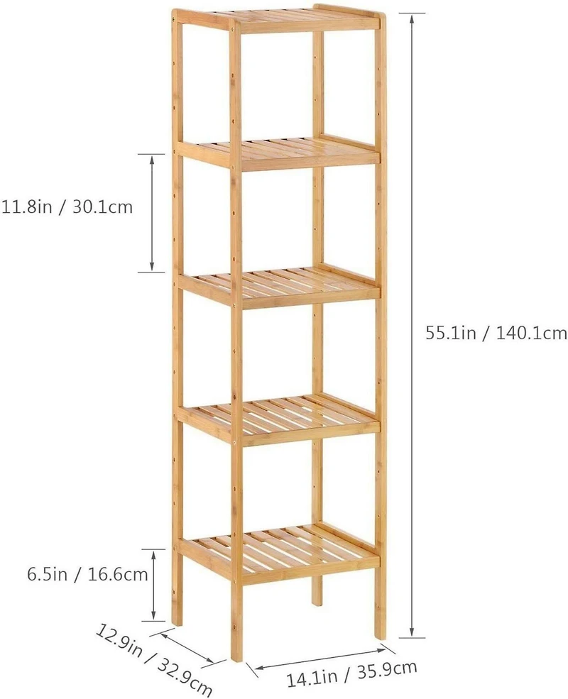 Bamboo 5-Tier Multifunctional Storage Rack