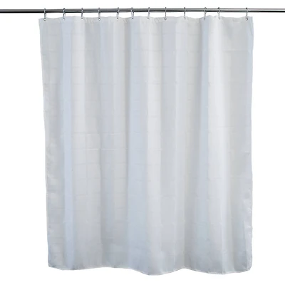 Elle Décor White Jacquard Solid Weave Shower Curtain