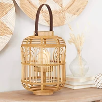 15" Tan Bohemian Bamboo Lantern