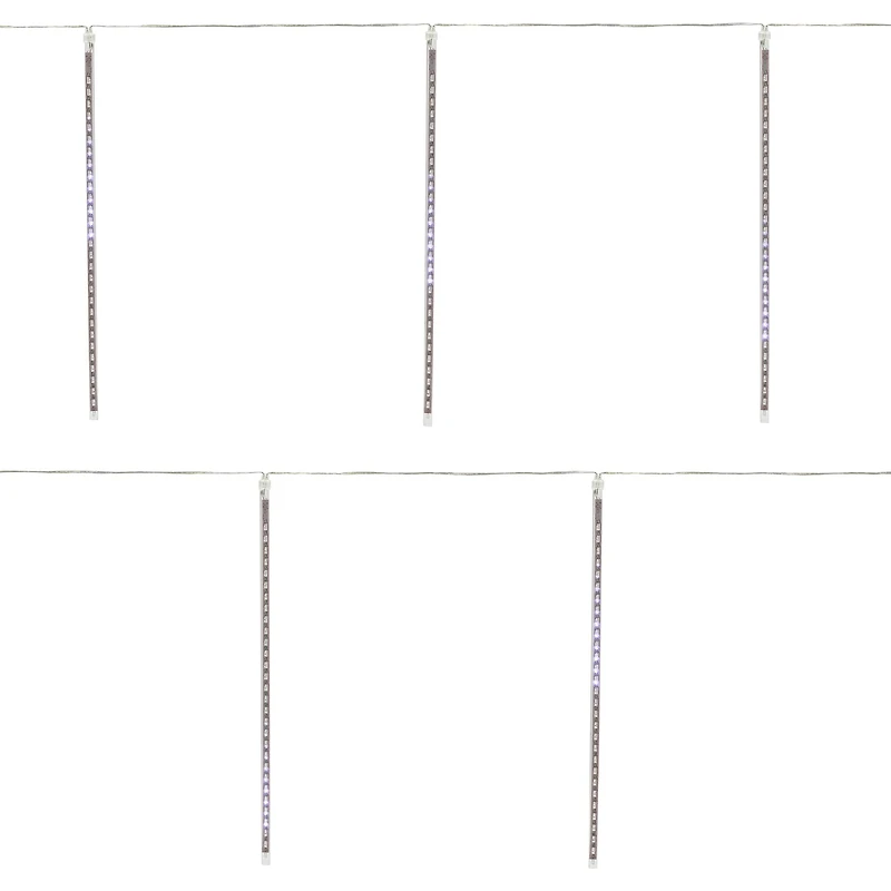 Set of 10 White LED Snowfall Icicle Christmas Tube Lights - 20.5 ft Clear Wire