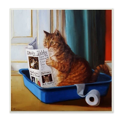 Stupell Industries Cat Reading Newspaper Wall Plaque