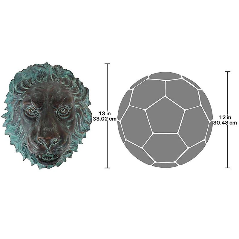 Design Toscano Bronze Florentine Lion Head Fountain Wall Sculpture