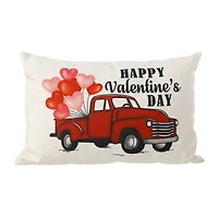 Glitzhome® 18" Faux Burlap Happy Valentine's Truck Pillow