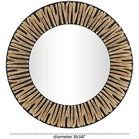 36" Black & Golden Handmade Abstract Carved Wooden Wall Mirror