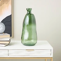 Green Recycled Glass Abstract Handmade Curved Ombre Spanish Bottle Vase