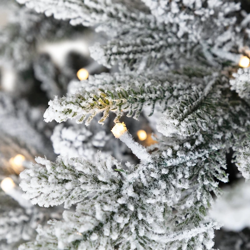 7.5ft. Pre-Lit Real Touch™ Flocked Grand Teton Pine Artificial Christmas Tree, Warm White LED Lights