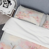 Designart 'Pink Blossoms Branch' Shabby Bedding Set